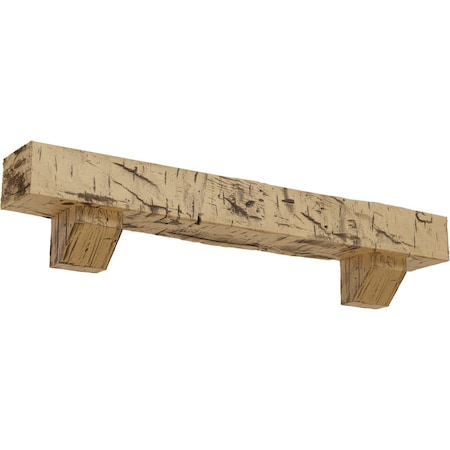 Kit W/ Ashford Corbels, NaturaL Pine, 8H X 10D X 48W Hand Hewn Faux Wood Fireplace ManteL